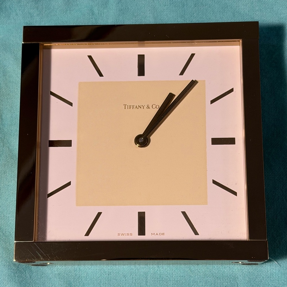Tiffany & Co. Brushed brass Square table clock